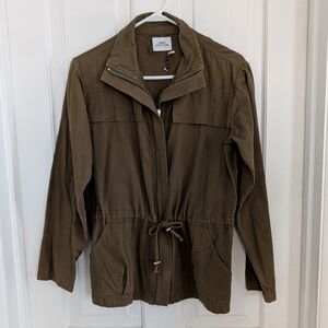 Urban Outfitters Women's Full Zip Jacket SMALL Gorpcore Cinch Waist Cotton Green